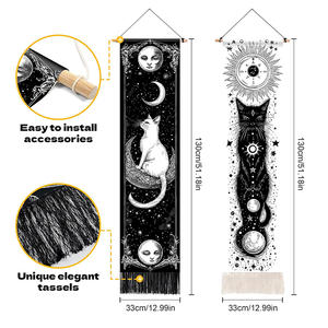 Eclipse Moon Black Cat Print Tassel Tapestry Wandbehang für Männer und Jungen im Schlafzimmer - Product Image 5