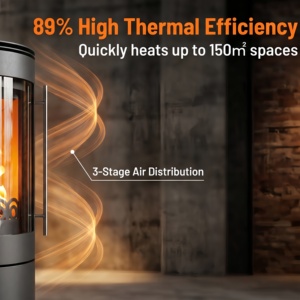 <span class=keywords><strong>Chimenea</strong></span> Clásica Redonda de Leña para Regreso a la Naturaleza, Alta Eficiencia Térmica, Patente de Distribución de Aire - Product Image 2