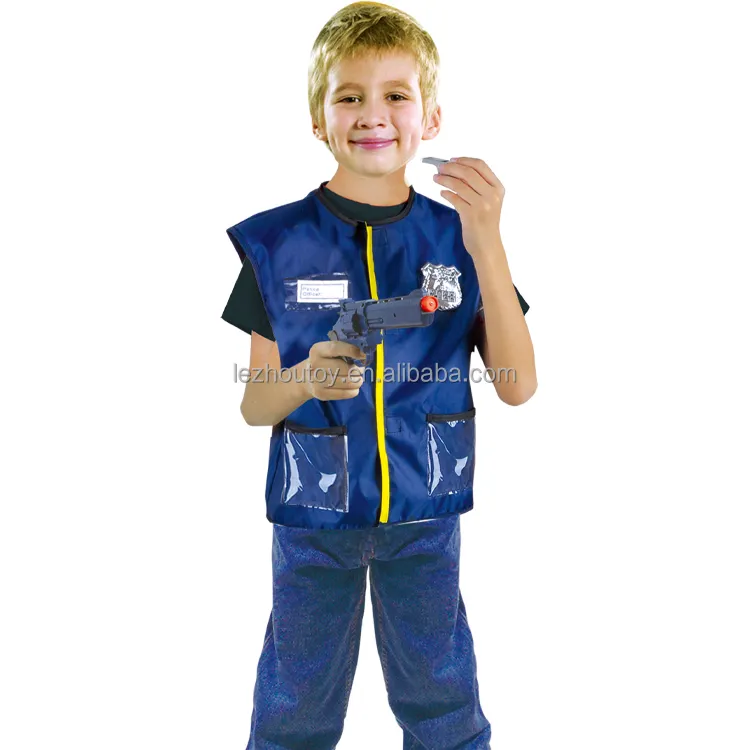 Halloween Traje Profissional Crianças Policial Traje Fancy Dress Up Traje Azul Escuro Policial Com Acessórios