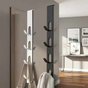 Minimalist Metal Wall Mounted Storage <b>Rack</b> With Double Tier Hooks For <b>Clothing</b> Behind Doors Or On Walls - Product Image 5