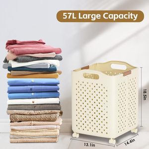 Cesto de Ropa Sucia Ecológico Grande con Ruedas y Tapas para Armario, Capacidad Superior a 35L - Product Image 3