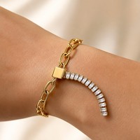 Meilleures ventes 2026 : Bracelet de tennis à maillons ovales en acier inoxydable plaqué or 18 carats, personnalisable, vente en gros