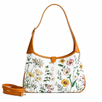 Sac à bandoulière polyvalent pour femme en cuir PU imperméable avec doublure en polyester, motif floral, idéal pour les trajets quotidiens, le shopping et le bureau
