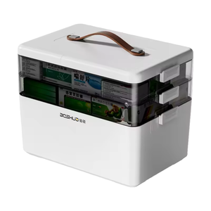 Xách tay an toàn khóa Viện trợ đầu tiên Kit tiêm hình chữ nhật gấp thiết kế 2 lớp nhiều ngăn hiện đại y học lưu trữ hộp - Product Image 3