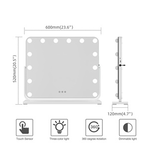 Specchio per Trucco con Cornice in Ferro, Fornitore OEM ODM, Produttore, Fabbrica, Tipo C, Grande 57x48cm, con Luci LED, Specchio da Toeletta - Product Image 5