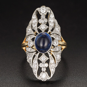 Anello con Gemma Blu Bicolore e Pavé di Diamanti per Donne, Elegante Gioiello da Dito per Feste di Lusso - Product Image 4