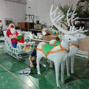 Sculpture LED extérieure de qualité supérieure acrylique père noël traîneau renne chariot décoration du nouvel an - Product Image 4