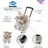 5305 orignal peluche chariot sac à main ensemble-3-en-1 enfants sac à dos doux sac à roulettes avec peluche amovible école sac à dos sur roues
