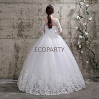 Nouvelle Tendance Robe de Mariée Fleurie Grande Taille Manches Longues Rêveuses Lacées Robes de Mariée Robes de Bal