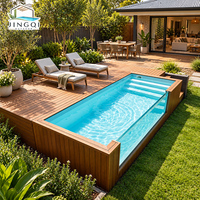 Piscine familiale grand format 20ft 40ft avec jacuzzi et spa, en fibre de verre, hors sol, type conteneur, pour adultes, usage extérieur, gamme de prix