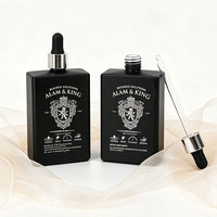 Flacon compte-gouttes carré en verre bleu mat 30ml 50ml 100ml avec bouchon à vis pour sérum, huile capillaire, huile à barbe, bronzant corporel – Emballage cosmétique haut de gamme