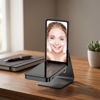Miroir cosmétique intelligent double carré Uyisi de 4,1 pouces avec protection solaire UV, pliable, finition argentée, personnalisé, 2500 mAh