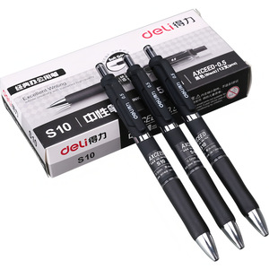 Stylo gel Deli S10 0,5 mm encre noire, stylo de bureau à bouton-poussoir - Product Image 1