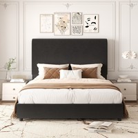 Premium Schlafzimmer-Bettgestell mit Flügelartiger Hoher Rückenlehne und Niedrigem Fußteil für Wohnmöbel-Kollektionen