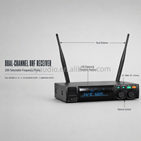 Système de microphones sans fil portables UR600X à double canal UHF avec écran LCD et étui de transport pour entreprises, salons professionnels, scènes