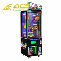 Máquina de Premios Operada con Monedas ACS Block Clash Brick Stacker, Juego LUCK con Pantalla LED, Canje de Juguetes de Peluche, Arcade, 1 Año de Garantía en Inglés
