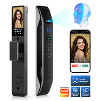 Cerradura Inteligente para Puerta con Huella Dactilar WiFi Tuya, Reconocimiento Facial 3D, Videoportero, Cerradura Automática Inteligente con Pestillo PST-K9-TY-3D