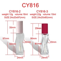 Bouteille en plastique en forme de vague CY816, 10 ml, 18 ml, tube vide pour gloss à lèvres, bouchon rose, flacon cosmétique pour gloss à lèvres, conteneur personnalisé pour gloss à lèvres