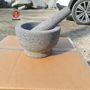 China Manufacture Stone Crafts Natur granit Kleine graue Mörser-und Stößel steinsc halen