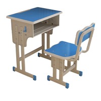 Ensemble de bureau et chaise d'école compact, réglable en hauteur, ergonomique, table d'étude pour enfants, chaise de classe, bureau individuel pour étudiant