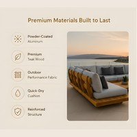 Conjunto de Muebles de Jardín Modernos de Ratán para Exteriores, Muebles de Patio de Teca, Sofá de Teca