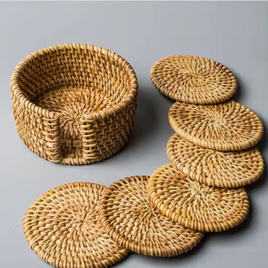 Classic Wholesale Natural <b>Woven</b> Wicker Plate Craft Heat-Resistant Rattan Picnic Flower Vietnam Water Hyacinth <b>Coasters</b> Placemats - Product Image 6