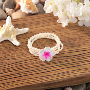 Pulsera <span class=keywords><strong>de</strong></span> cuentas <span class=keywords><strong>de</strong></span> arroz <span class=keywords><strong>de</strong></span> cristal para mujer, estilo bohemio, cerámica suave, <span class=keywords><strong>Plumeria</strong></span>, flor, pulsera apilada, vacaciones transfronterizas - Product Image 6