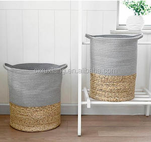 Estilo nórdico cuerda de algodón y ratán tejido al por mayor seagrass planta vientre cesta - Product Image 6