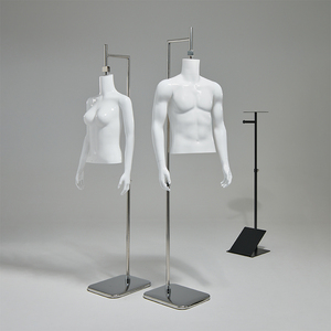 Mannequin demi-corps réglable en plastique AFELLOW, mâle/femelle, à suspendre, avec base métallique pour présentation de vêtements - Product Image 4