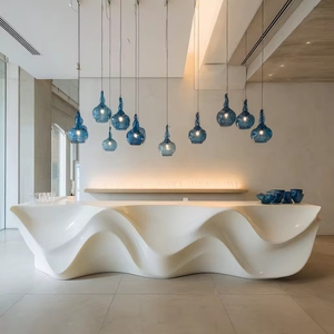 Mostrador de Recepción Blanco con Iluminación LED, Mostrador Curvo Impreso en 3D para Interiores Comerciales - Product Image 2