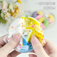 Jouet Squishy Donut Croustillant Ultra Doux en Cire Faite à la Main, Balle Anti-Stress à Effet Éclatant, Jouet Sensoriel de Décompression Donut