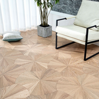 Parquet en bois d'ingénierie, revêtement de sol en bois luxueux avec surface à motif de lotus multicolore, design d'intérieur élégant