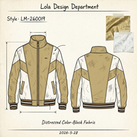 Blouson Bomber en Toile pour Homme OEM ODM, Col Montant, Respirant, Blocs de Couleurs, Léger, Zippé, Matelassé, Style Décontracté Streetwear, Veste Universitaire