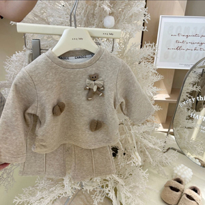 Autunno inverno nuovo Set di <span class=keywords><strong>pile</strong></span> per <span class=keywords><strong>bambina</strong></span> felpa stile coreano <span class=keywords><strong>pantaloni</strong></span> larghi due pezzi Set abbigliamento per bambini - Product Image 1