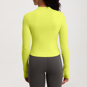 Vêtements <span class=keywords><strong>de</strong></span> yoga femmes demi fermeture éclair Slim Fit <span class=keywords><strong>sport</strong></span> à manches longues T-shirt Gym compresse course Fitness porter haut - Product Image 3