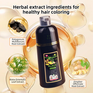 Venta al por mayor gran oferta de color de cabello sin amoníaco permanente 3 en 1 a base de hierbas negro tinte para el cabello champú - Product Image 2