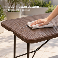HOMFUL HDPE Rattan Klapptisch 180cm 6ft Ineinandergreifbarer Kunststoff-Tisch für Bankette, Partys, Picknicks, Garten, Camping und Veranstaltungen