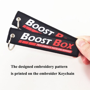 Oneway Wholesale Fabric Keyring Double Side Embroidery <b>Key</b> <b>Chain</b> Custom Brand logo Embroidery Keychain - Product Image 6