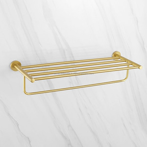 Elegant Gold Coated <b>Towel</b> <b>Stand</b> in Metal with Stylish Design Perfect for Wall Mounted Bathroom and Vanity Supplies Decor - Product Image 4