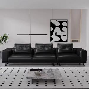 Canapé italien minimaliste Big Black Bull - Canapé 3 places en cuir PU rembourré pour appartement, villa, salons, design de luxe léger - Product Image 2