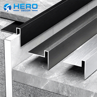 Profilé de bordure de comptoir et de marche en acier inoxydable, profilé d'angle de carrelage pour marche d'escalier, pour carrelage de 12 mm, noir, moderne, imperméable, durable