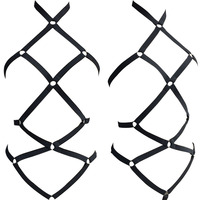 Ensemble de lingerie sexy noir élastique ajouré avec harnais, soutien-gorge cage à bretelles croisées, lingerie bondage sexy, harnais de corps N0080