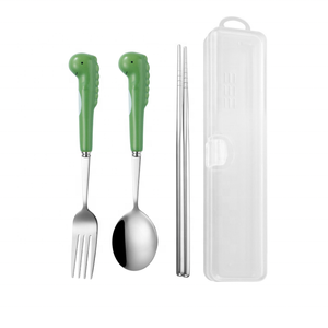 Diseño creativo conejito Tigre Panda perro gato utensilios para comer mango de cerámica sostenible cuchillo tenedor cuchara para niños pequeños Camping viaje - Product Image 6