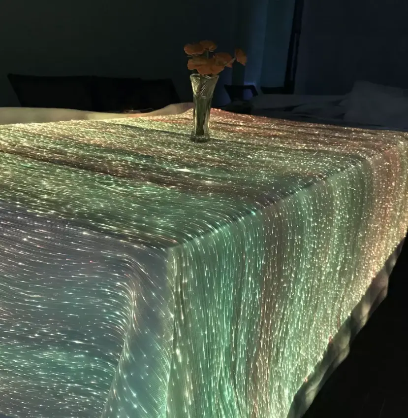 Promotion fiber optic luminous fabric tablecloth