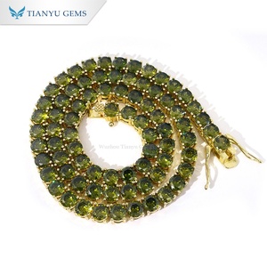 Collar de Cadena Estilo Tenis con Piedras de Circonita Cúbica Verde Oliva, Chapado en Oro, Joyería Hip Hop de Tianyu Gems - Product Image 2