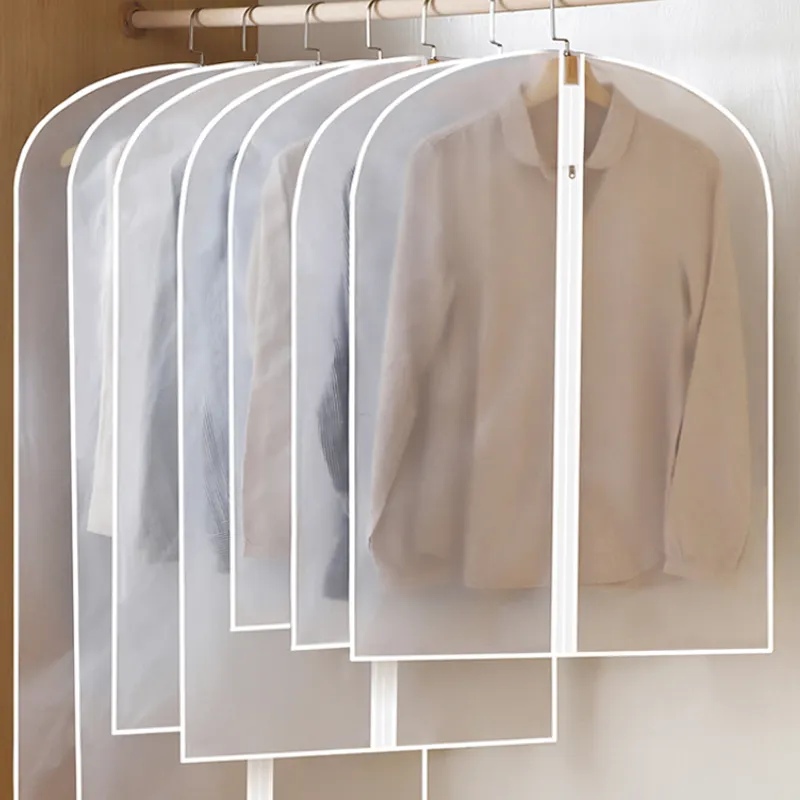 Saco de vestuário transparente suspenso, saco de roupa leve com zíper transparente e impermeável, capas respiráveis para poeira e armário