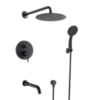 In Wall Wars cUPC Upc noir mat mur montage Rian douche baignoire bain robinets mitigeur ensemble Douche