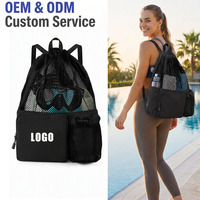 Custom logo gym mesh rugzak met trekkoord, modieus reis- en sportzwemtas met waterdichte eigenschappen voor zwemmen