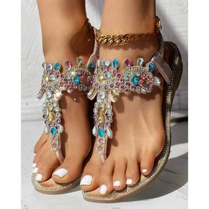 New Summer Women's Beaded Sandals slippers Women's <strong>Shoes</strong> <strong>Flat</strong> Sandals Flip Flops Casual <strong>Flat</strong> <strong>Slingback</strong> Sandals - Product Image 2