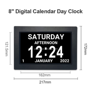 Pro jam 8 "LED analog, Alarm kustom DST otomatis kalender Digital jam tanggal waktu minggu obat pengingat